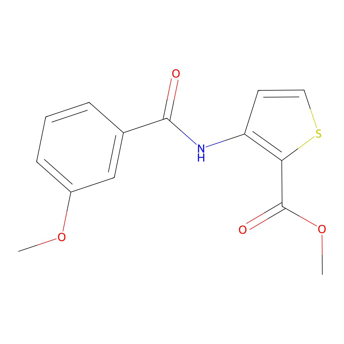 Methyl 3-[(3-methoxybenzoyl)amino]thiophene-2-carboxylate molecular structure, CAS 371948-16-2