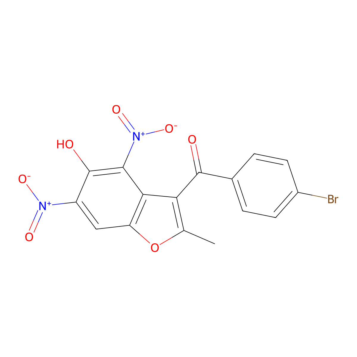 (4-Bromophenyl)(5-hydroxy-2-methyl-4,6-dinitro-1-benzofuran-3-yl)methanone molecular structure, CAS 371948-39-9