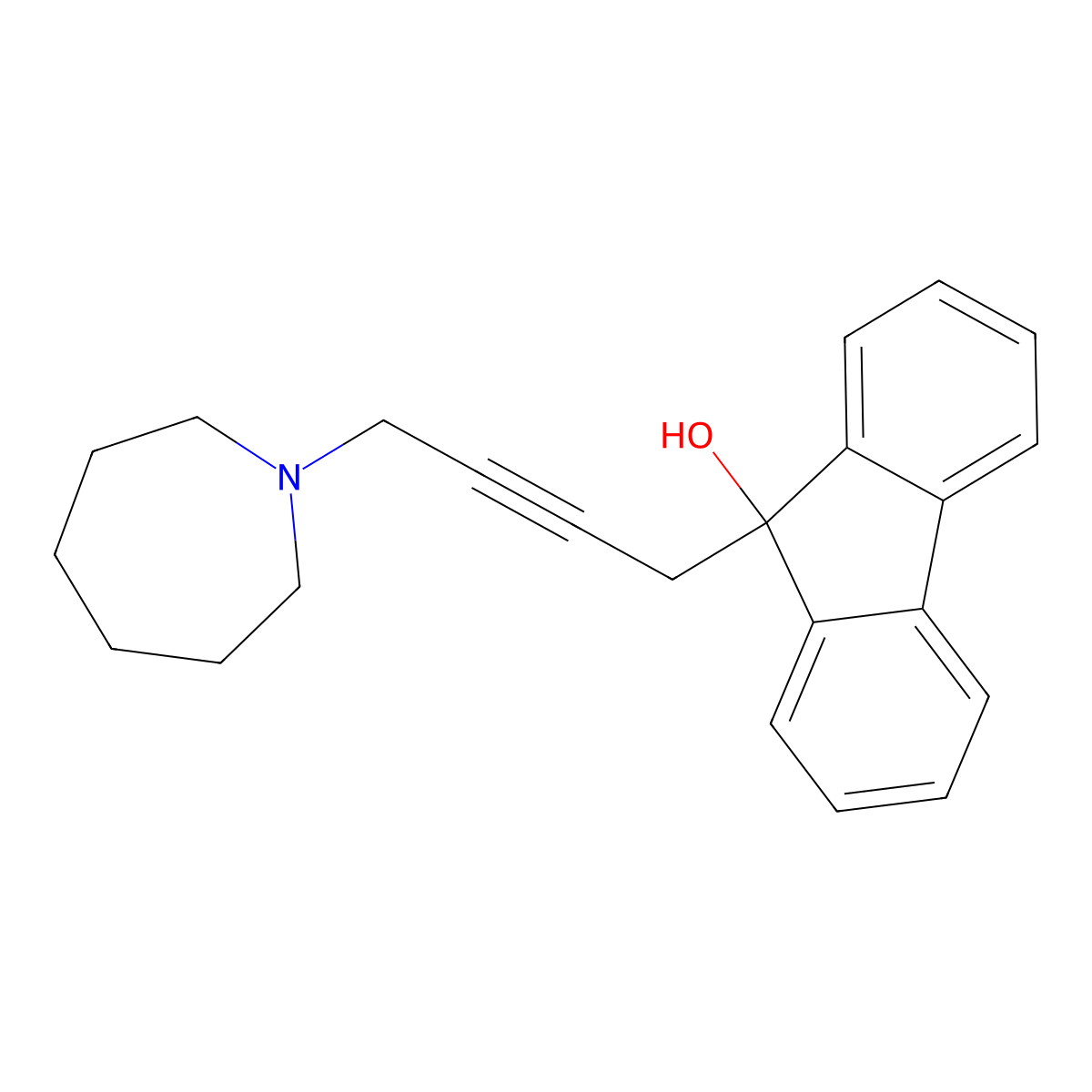 9-[4-(Azepan-1-yl)but-2-ynyl]fluoren-9-ol molecular structure, CAS 371950-71-9