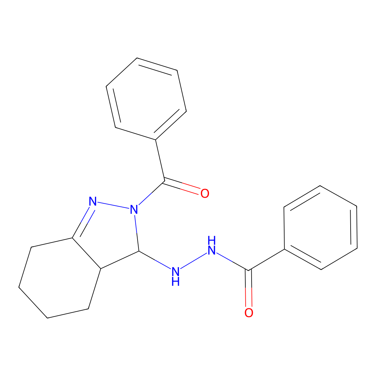 N'-(2-benzoyl-3,3a,4,5,6,7-hexahydroindazol-3-yl)benzohydrazide molecular structure, CAS 371951-39-2