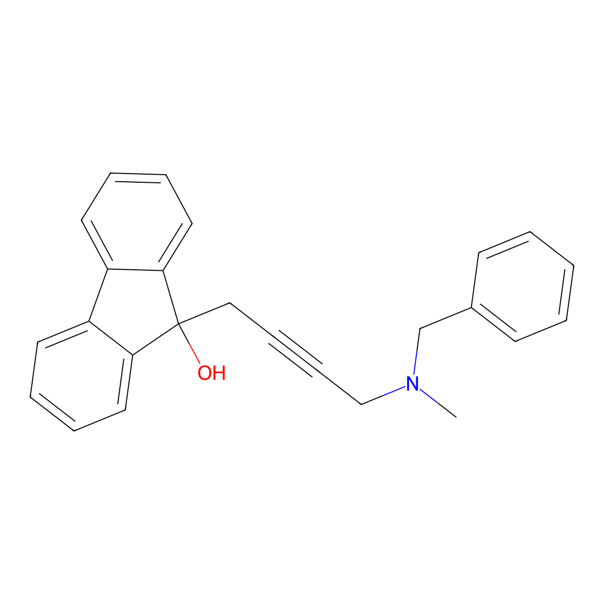9-{4-[benzyl(methyl)amino]-2-butynyl}-9H-fluoren-9-ol molecular structure, CAS 371951-57-4