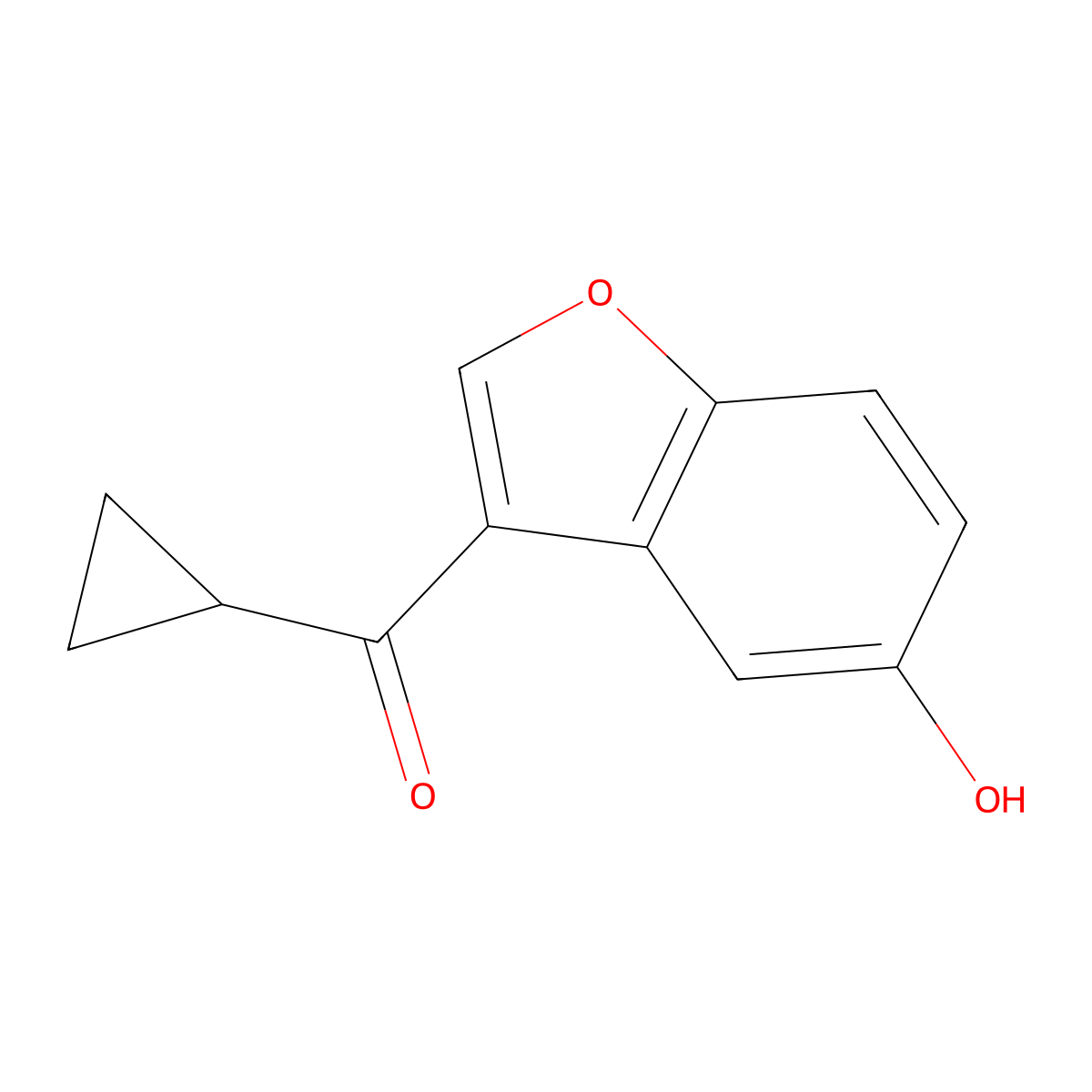 Cyclopropyl-(5-hydroxy-1-benzofuran-3-yl)methanone molecular structure, CAS 371952-44-2