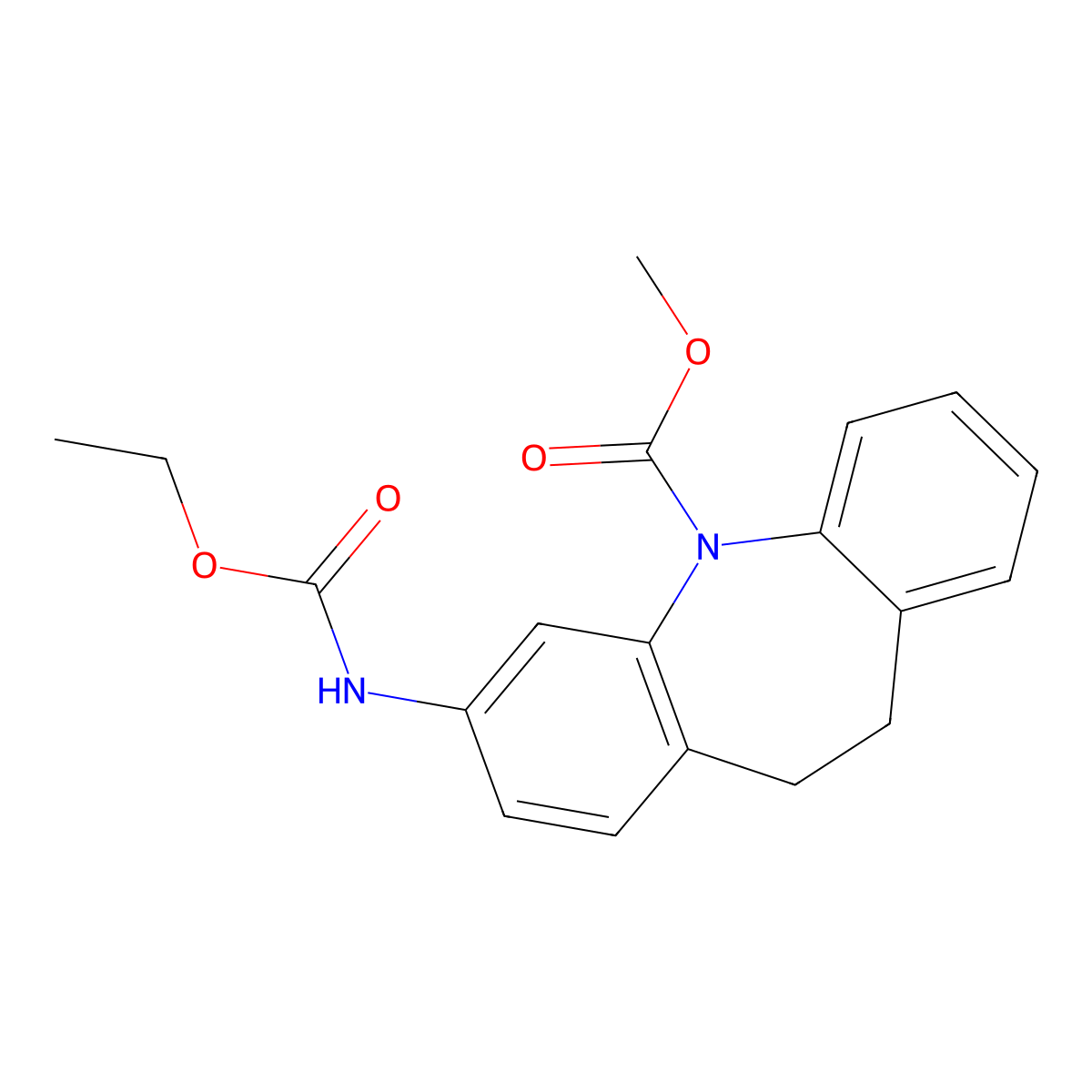 methyl 3-((ethoxycarbonyl)amino)-10,11-dihydro-5H-dibenzo[b,f]azepine-5-carboxylate molecular structure, CAS 371953-08-1