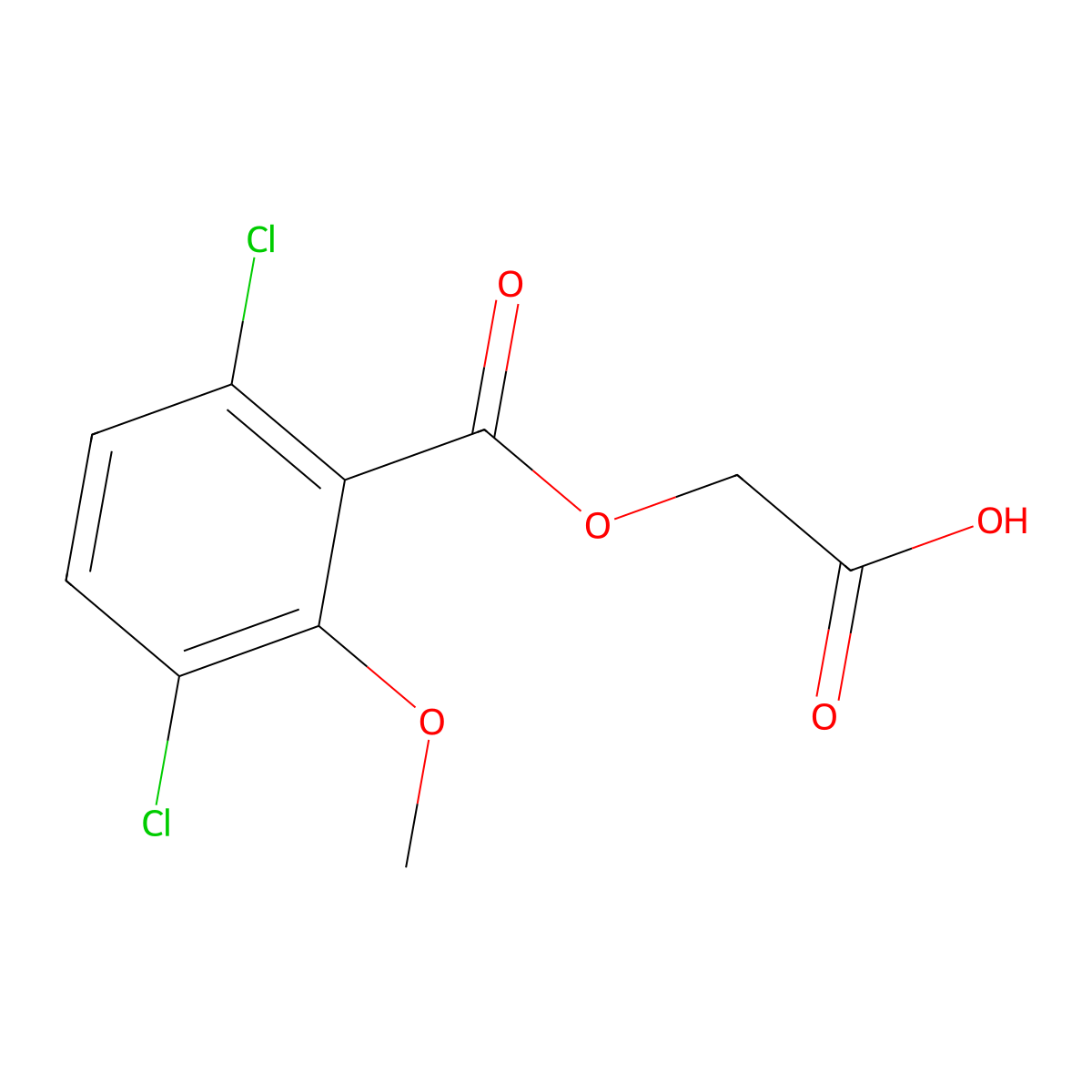 {[(3,6-Dichloro-2-methoxyphenyl)carbonyl]oxy}acetic acid molecular structure, CAS 371953-38-7