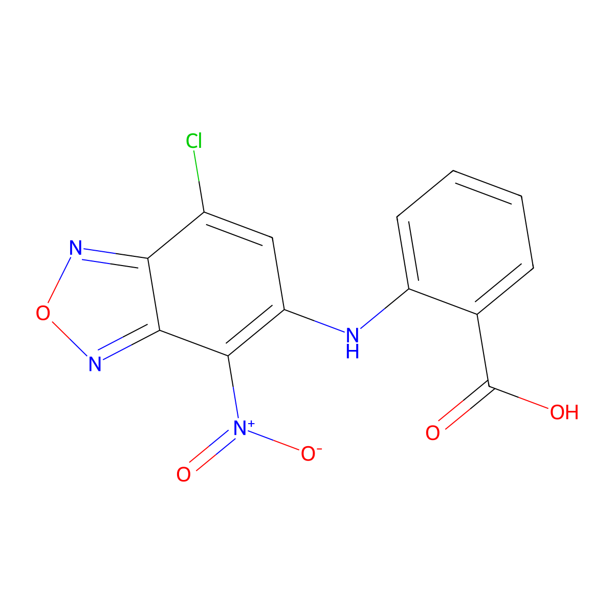 2-[(7-Chloro-4-nitro-2,1,3-benzoxadiazol-5-yl)amino]benzoic acid molecular structure, CAS 371953-57-0