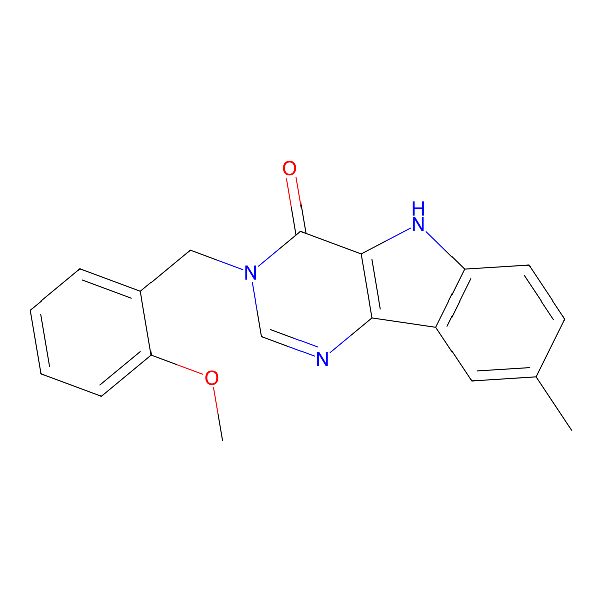 3-[(2-methoxyphenyl)methyl]-8-methyl-5H-pyrimido[5,4-b]indol-4-one molecular structure, CAS 371954-01-7