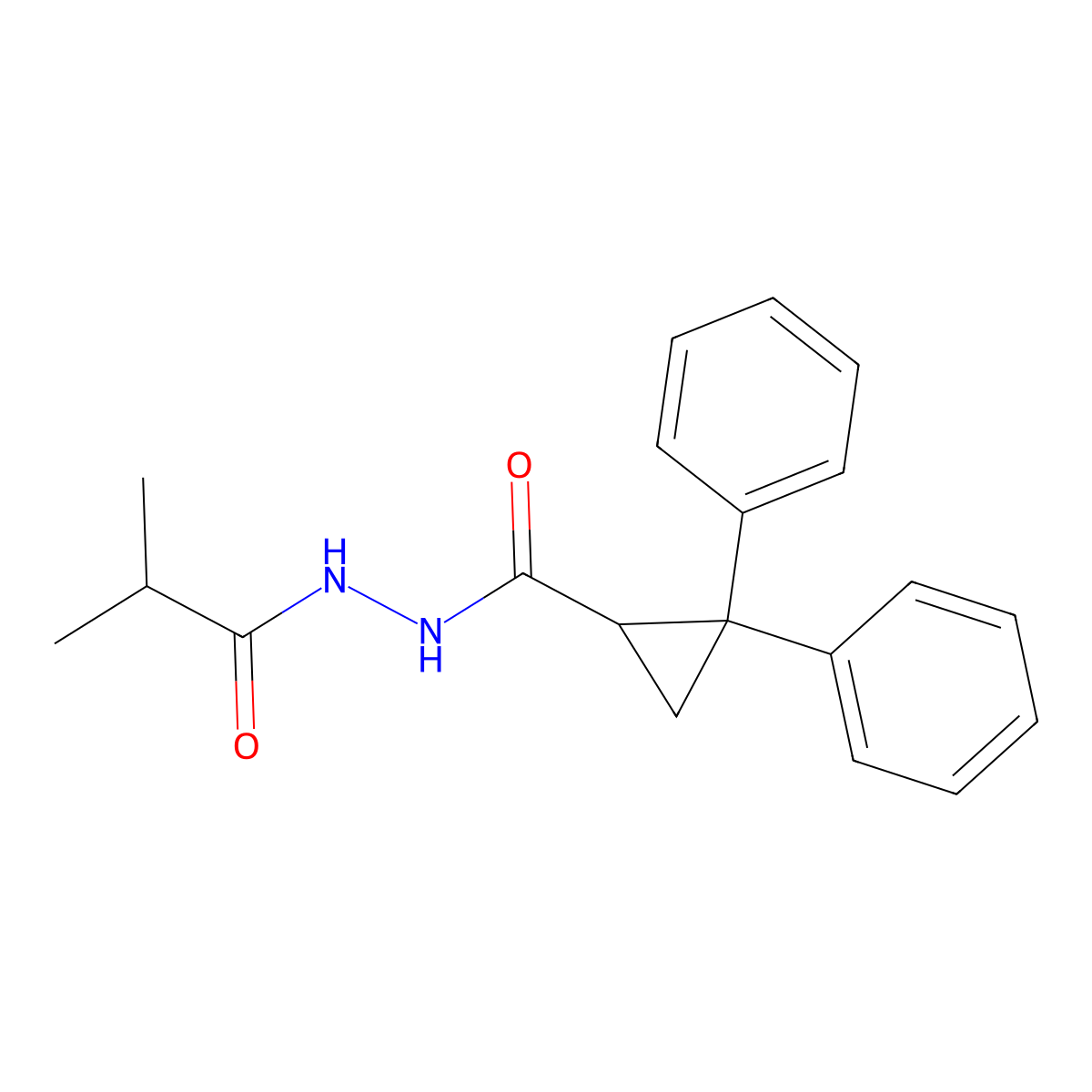 N'-(2-methylpropanoyl)-2,2-diphenylcyclopropane-1-carbohydrazide molecular structure, CAS 371954-24-4