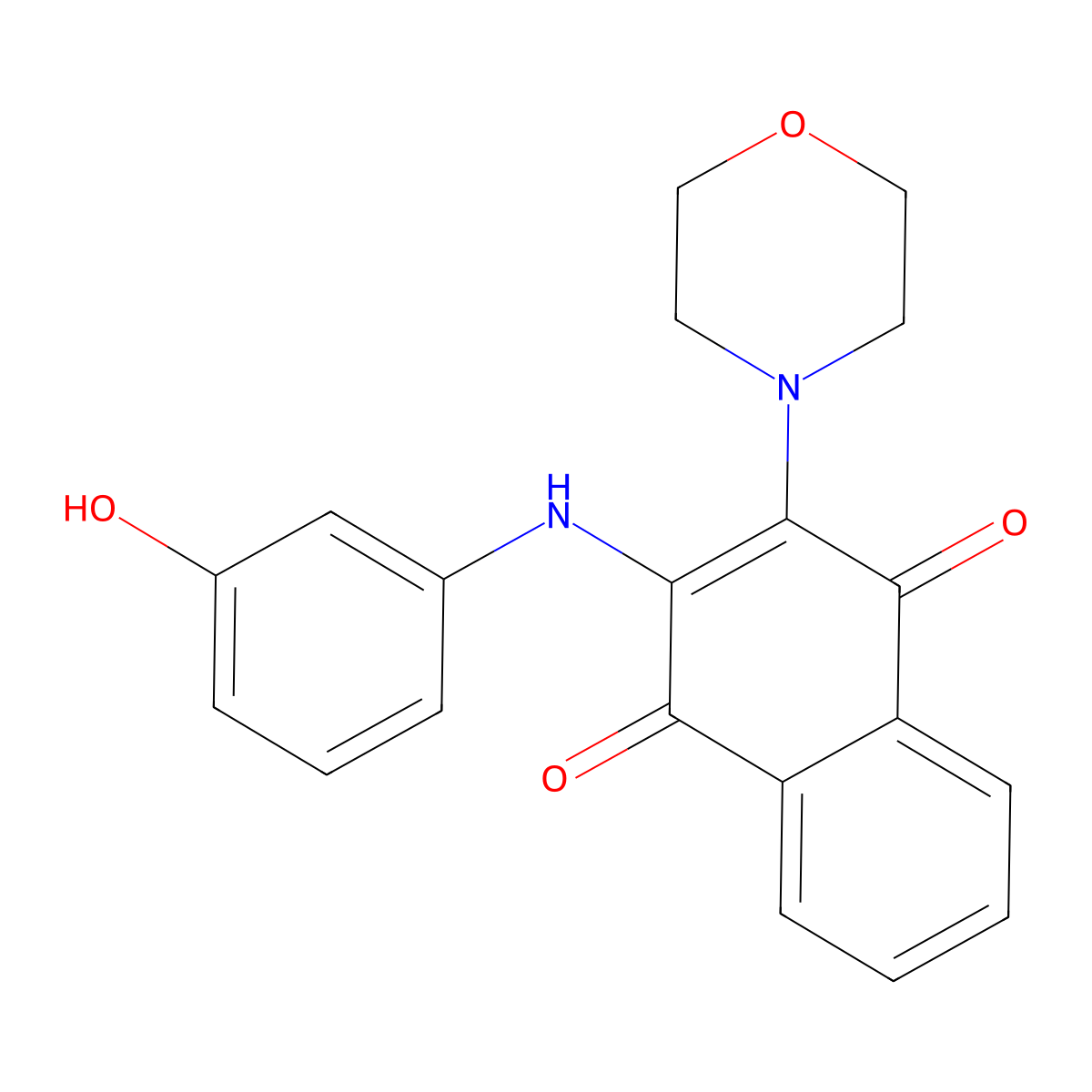 2-(3-Hydroxyanilino)-3-morpholin-4-ylnaphthalene-1,4-dione molecular structure, CAS 371954-70-0