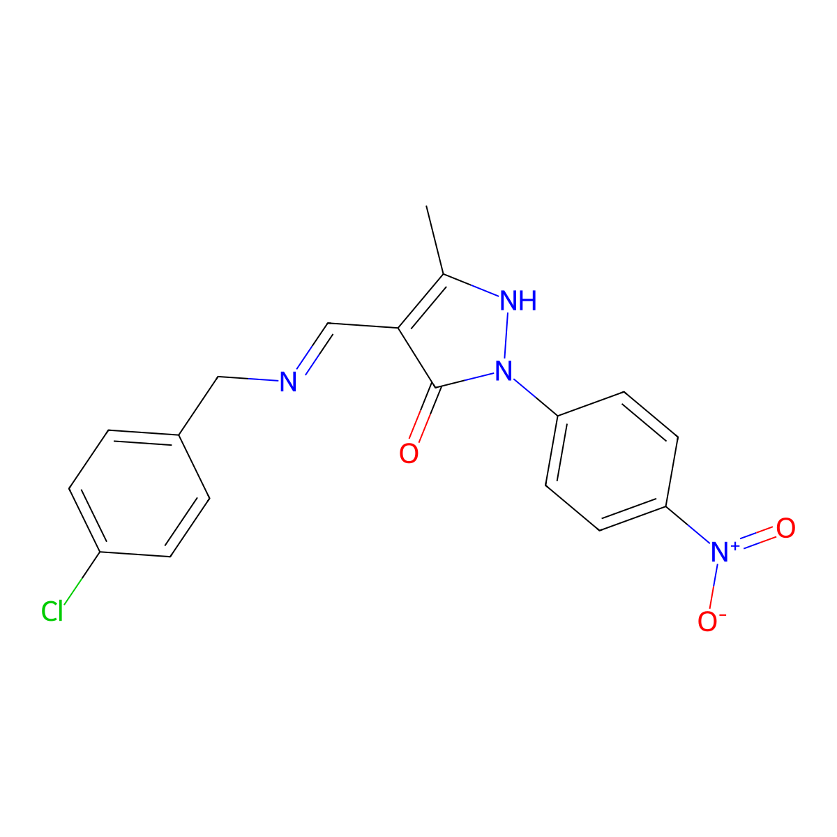 (4Z)-4-{[(4-chlorobenzyl)amino]methylidene}-5-methyl-2-(4-nitrophenyl)-2,4-dihydro-3H-pyrazol-3-one molecular structure, CAS 371954-78-8