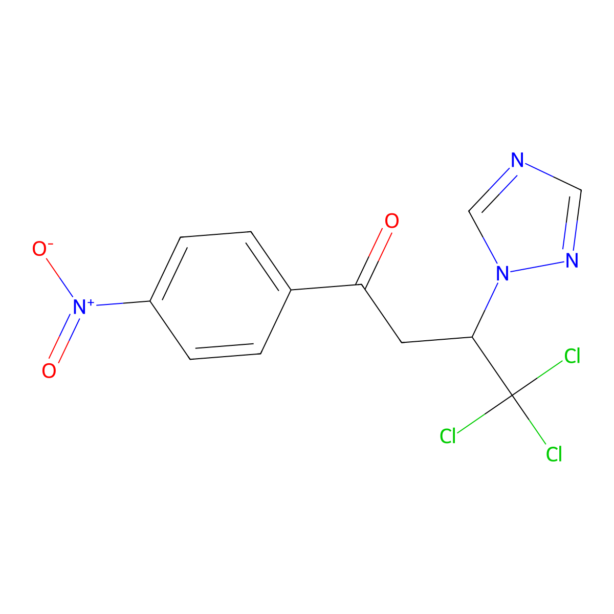 4,4,4-Trichloro-1-(4-nitrophenyl)-3-(1,2,4-triazol-1-yl)butan-1-one molecular structure, CAS 371954-95-9