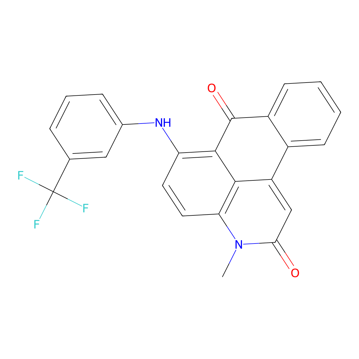 3-methyl-6-((3-(trifluoromethyl)phenyl)amino)-2H-naphtho[1,2,3-de]quinoline-2,7(3H)-dione molecular structure, CAS 371955-00-9