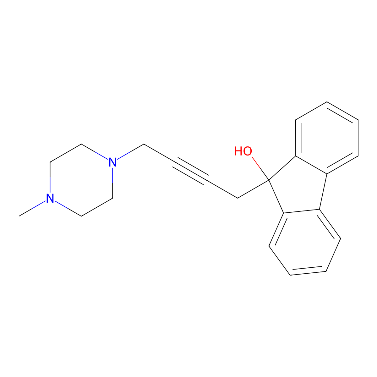 9-[4-(4-Methylpiperazin-1-yl)but-2-ynyl]fluoren-9-ol molecular structure, CAS 371955-28-1