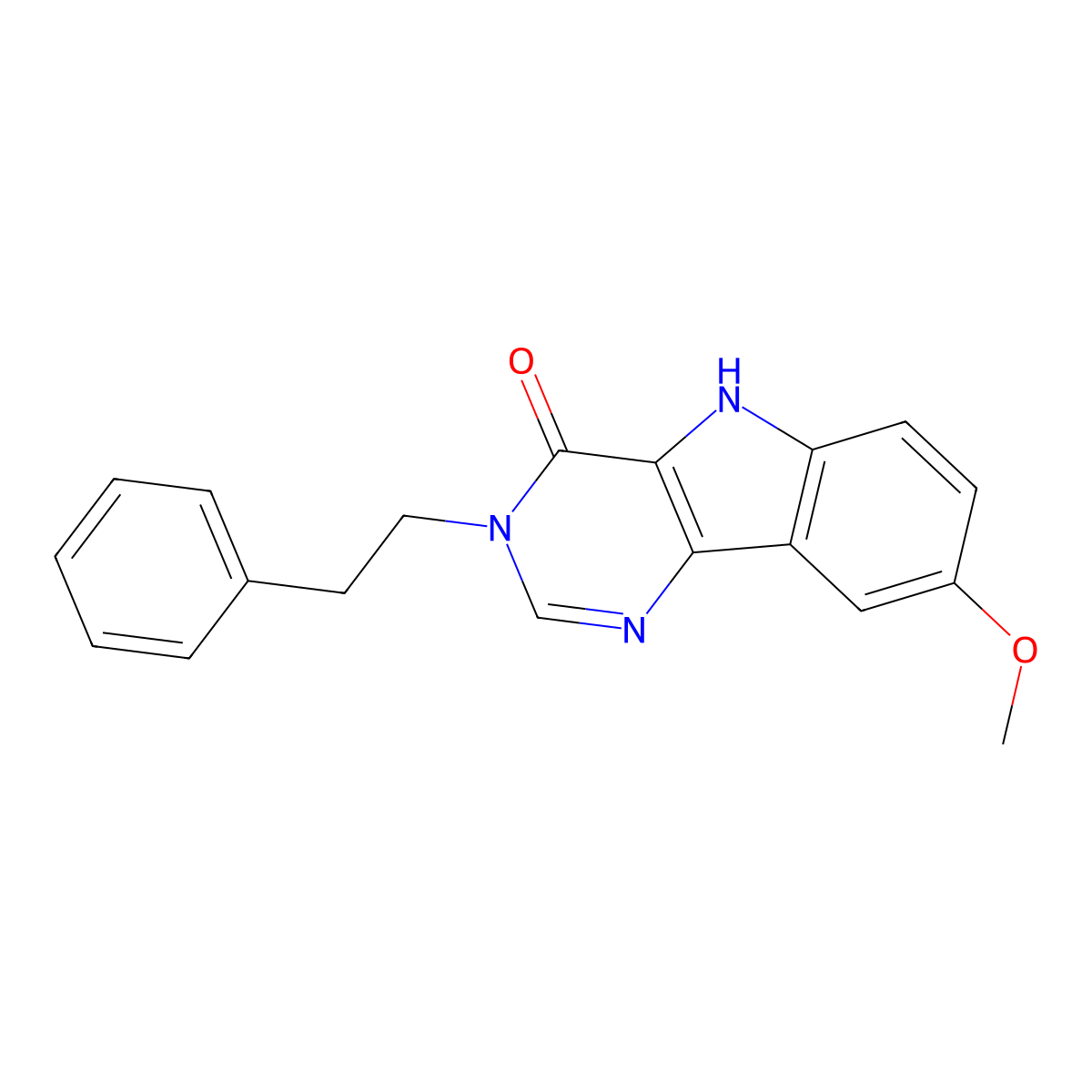 8-Methoxy-3-phenethyl-3,5-dihydro-pyrimido[5,4-b]indol-4-one molecular structure, CAS 371955-74-7