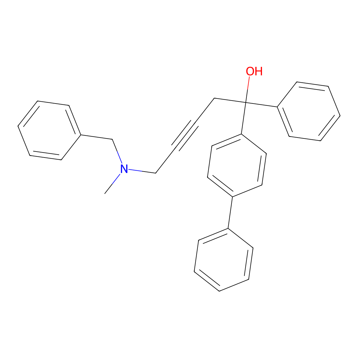 5-[Benzyl(methyl)amino]-1-phenyl-1-(4-phenylphenyl)pent-3-yn-1-ol molecular structure, CAS 371956-48-8