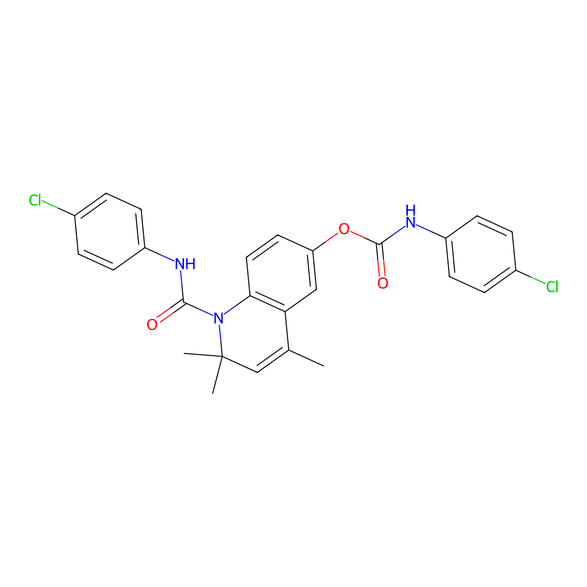 1-((4-Chlorophenyl)carbamoyl)-2,2,4-trimethyl-1,2-dihydroquinolin-6-yl (4-chlorophenyl)carbamate molecular structure, CAS 371957-86-7