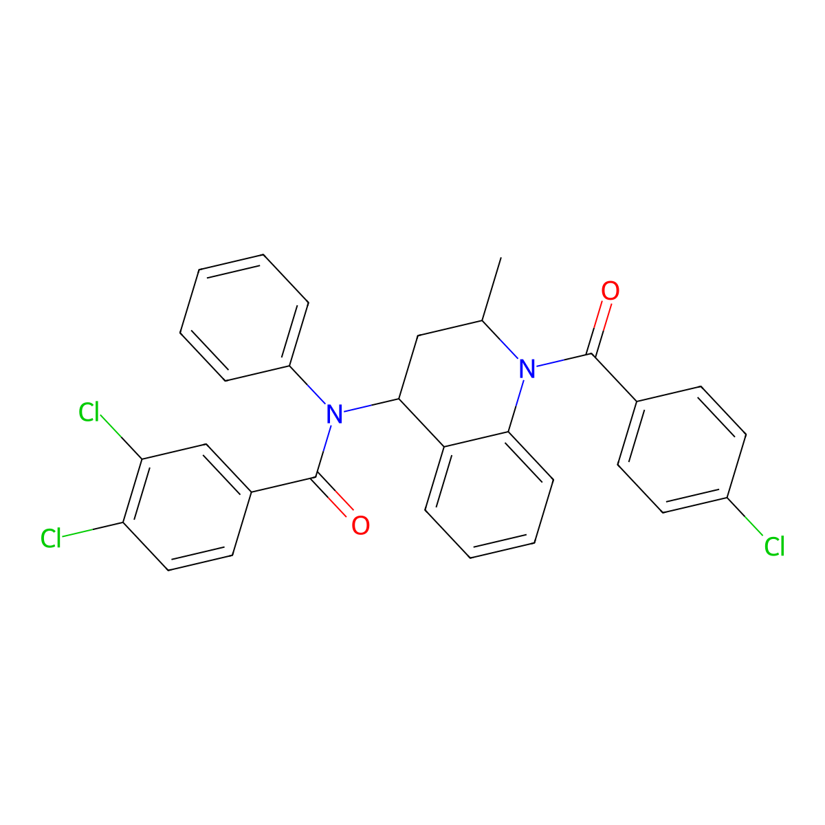 3,4-dichloro-N-{1-[(4-chlorophenyl)carbonyl]-2-methyl-1,2,3,4-tetrahydroquinolin-4-yl}-N-phenylbenzamide molecular structure, CAS 371958-43-9