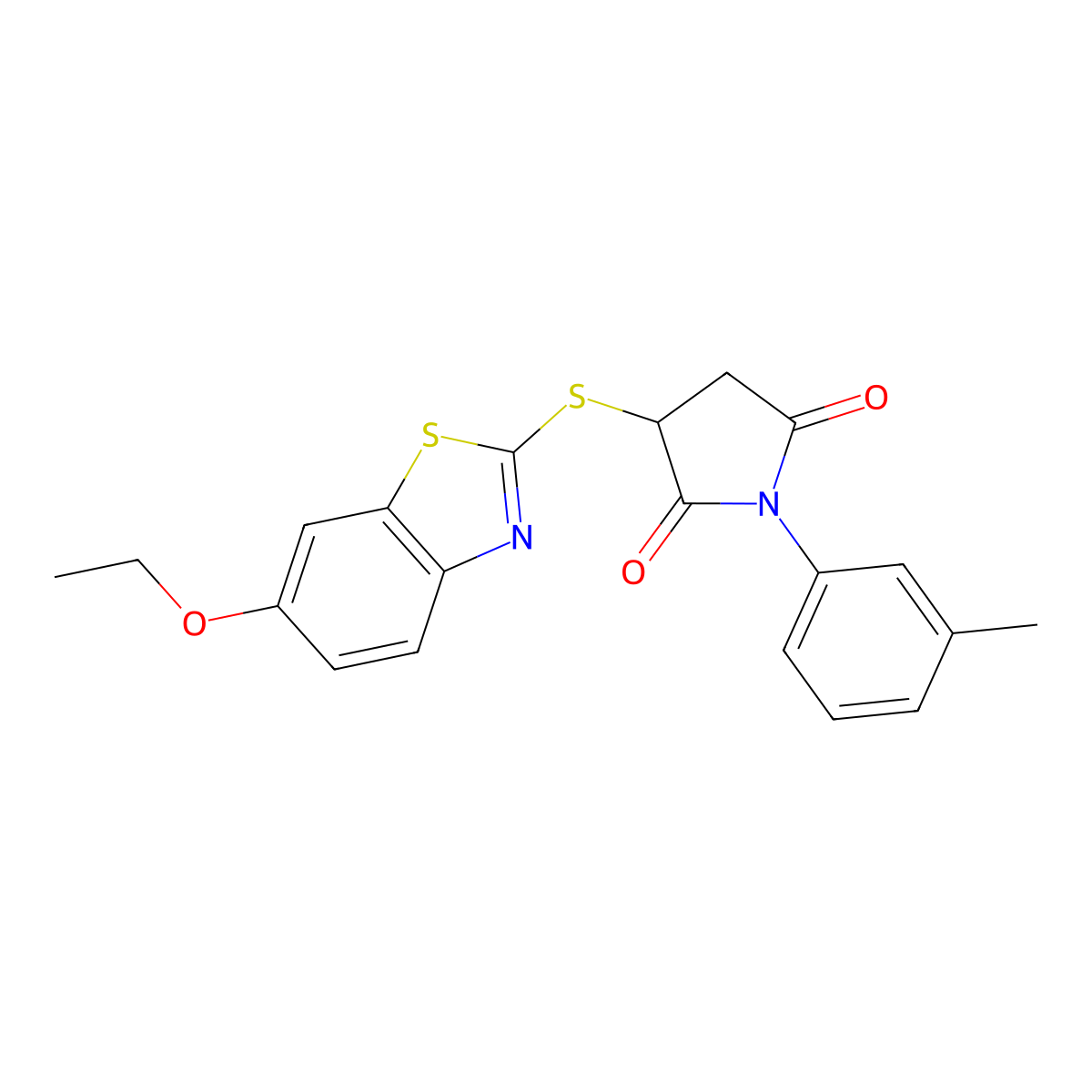 3-[(6-Ethoxy-1,3-benzothiazol-2-yl)sulfanyl]-1-(3-methylphenyl)pyrrolidine-2,5-dione molecular structure, CAS 371958-48-4