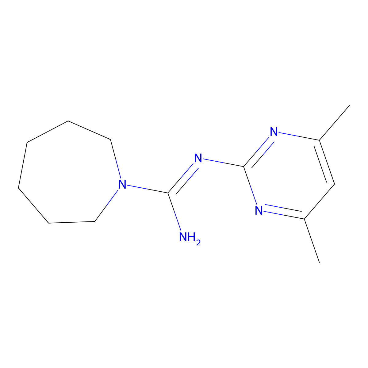 N'-(4,6-dimethylpyrimidin-2-yl)azepane-1-carboximidamide molecular structure, CAS 371958-52-0