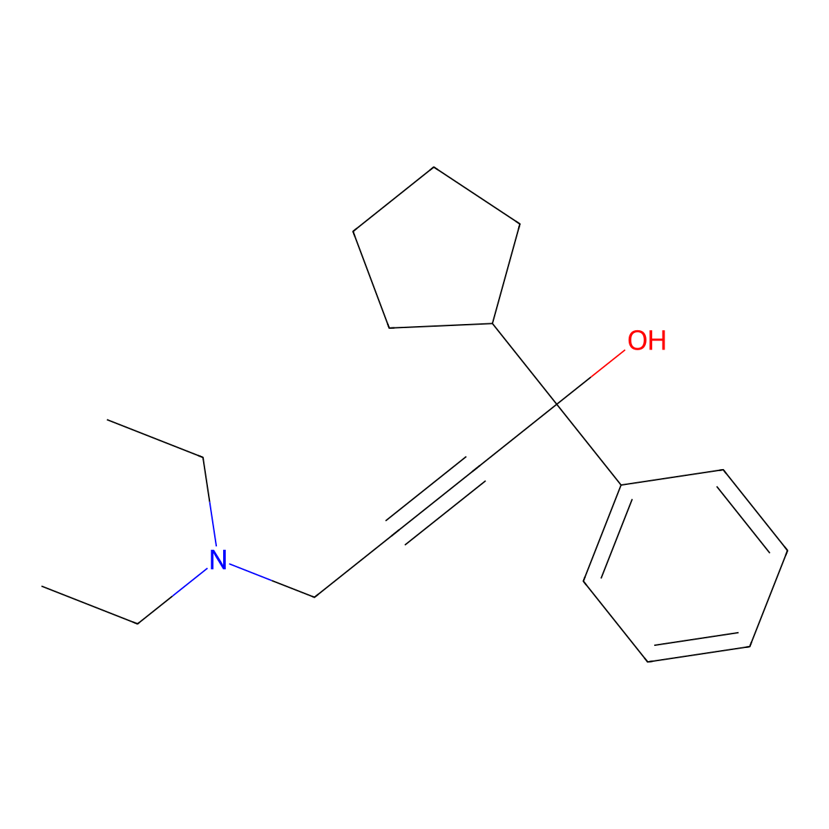 1-Cyclopentyl-4-(diethylamino)-1-phenylbut-2-yn-1-ol molecular structure, CAS 371959-12-5