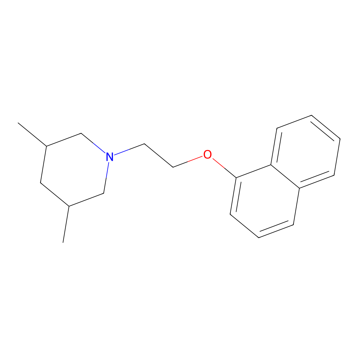 3,5-Dimethyl-1-(2-naphthalen-1-yloxyethyl)piperidine molecular structure, CAS 371959-27-2