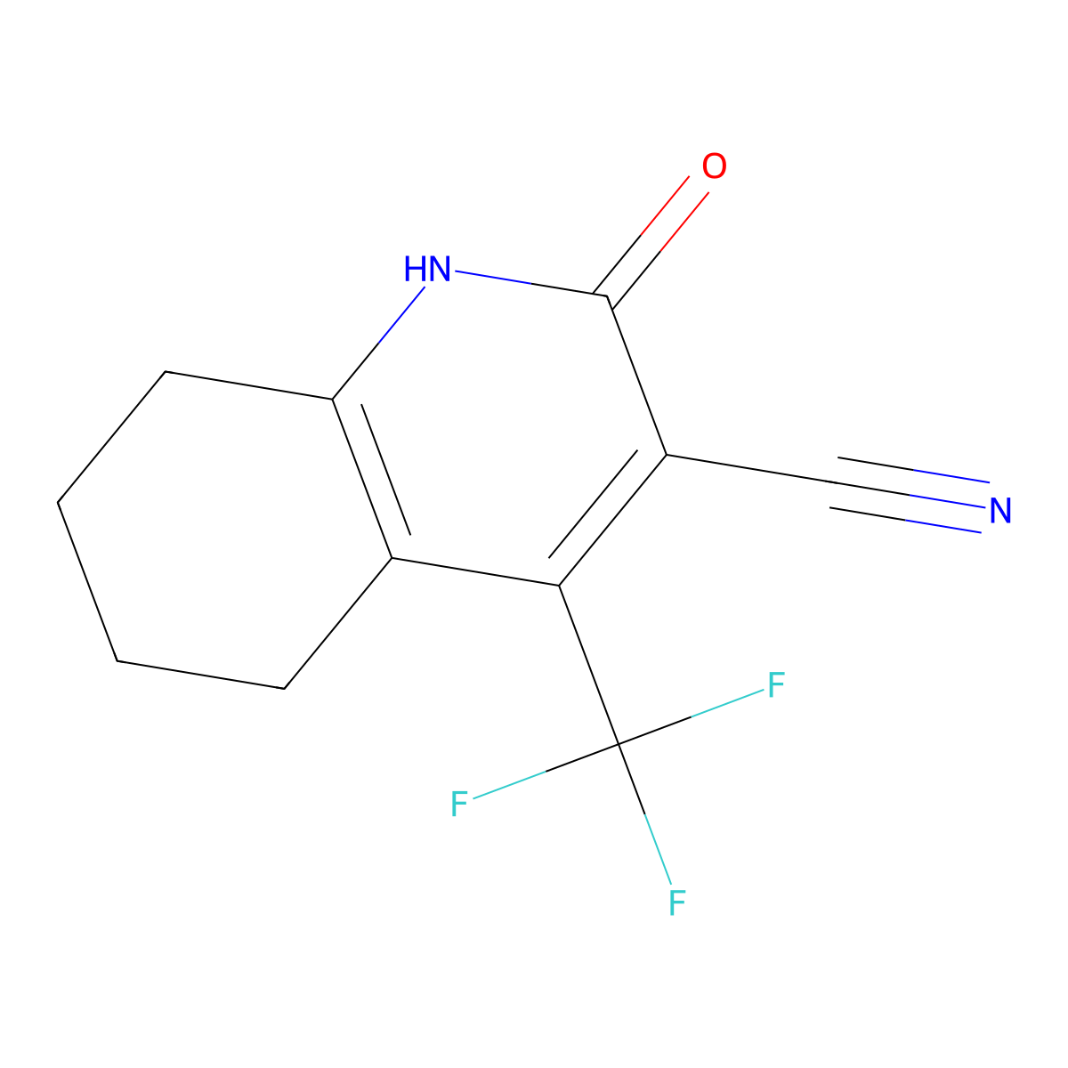 1,2,5,6,7,8-Hexahydro-2-oxo-4-(trifluoromethyl)-3-quinolinecarbonitrile molecular structure, CAS 371967-28-1