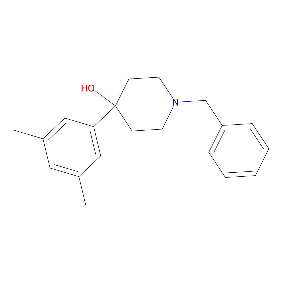 1-Benzyl-4-(3,5-dimethylphenyl)piperidin-4-ol molecular structure, CAS 371981-24-7