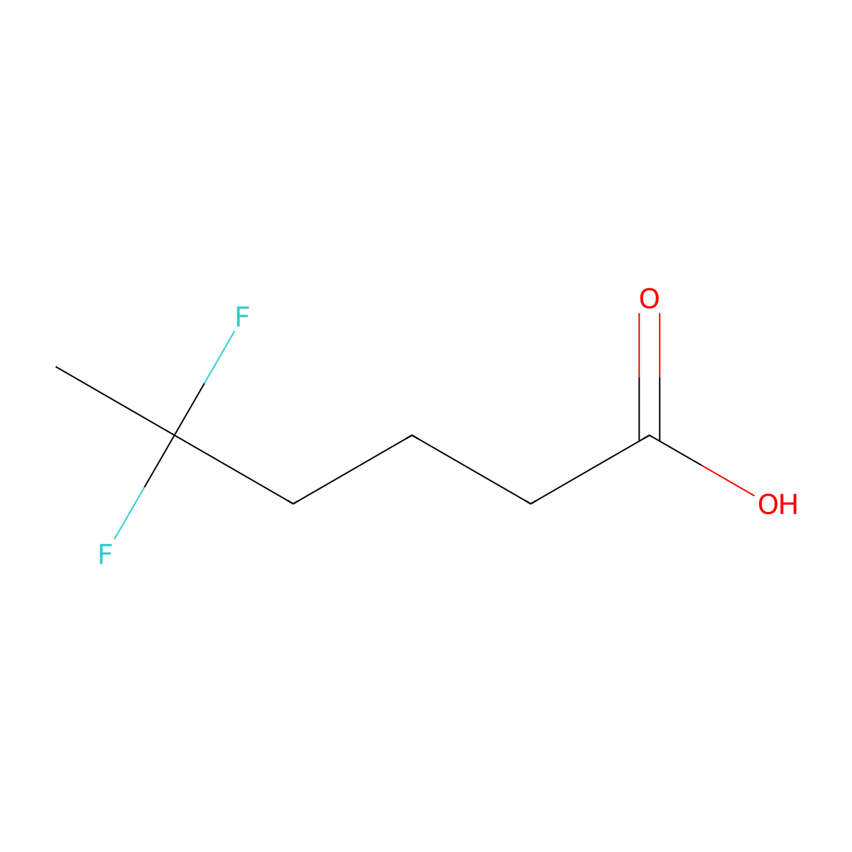 5,5-Difluorohexanoic acid molecular structure, CAS 372-67-8
