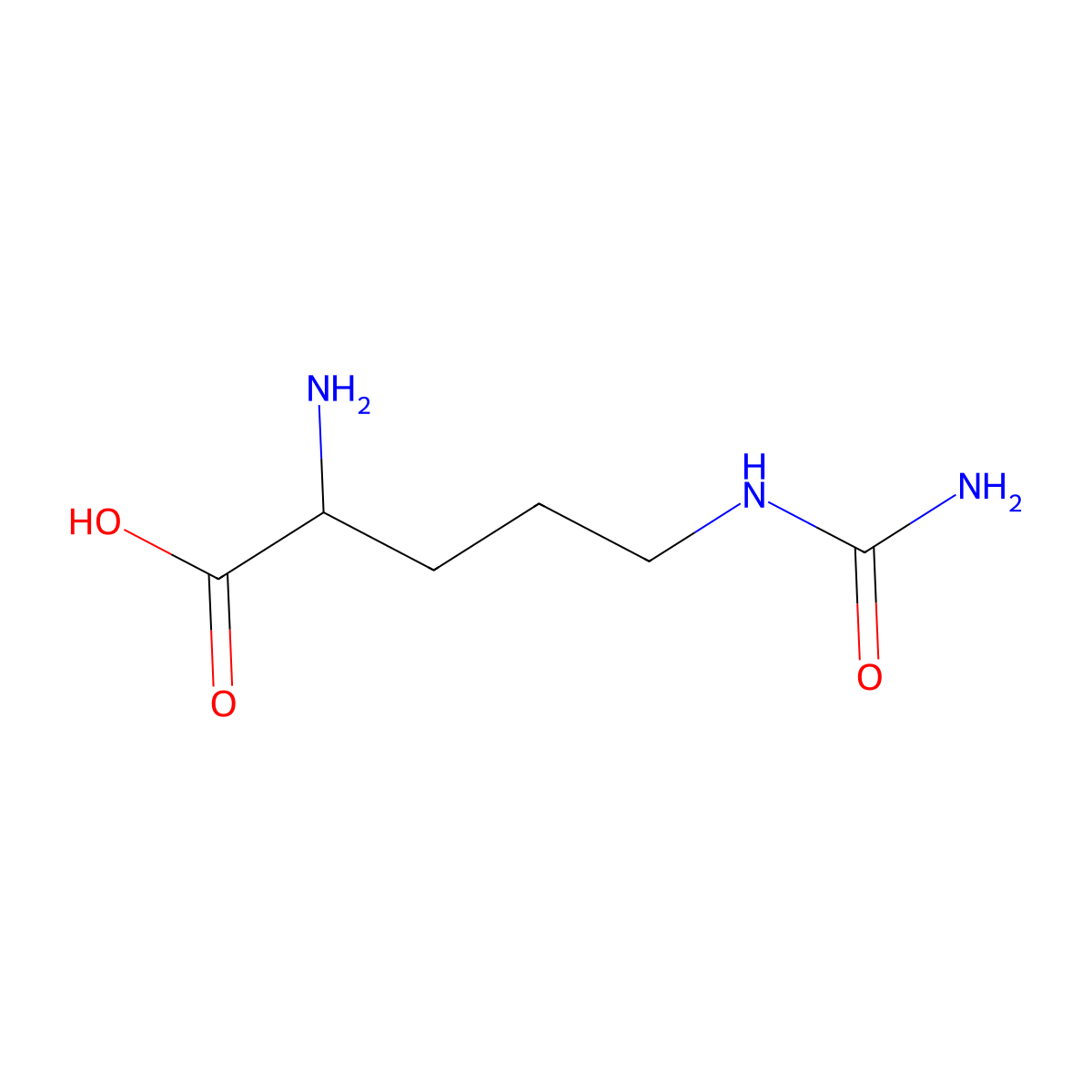 Citrulline molecular structure, CAS 372-75-8