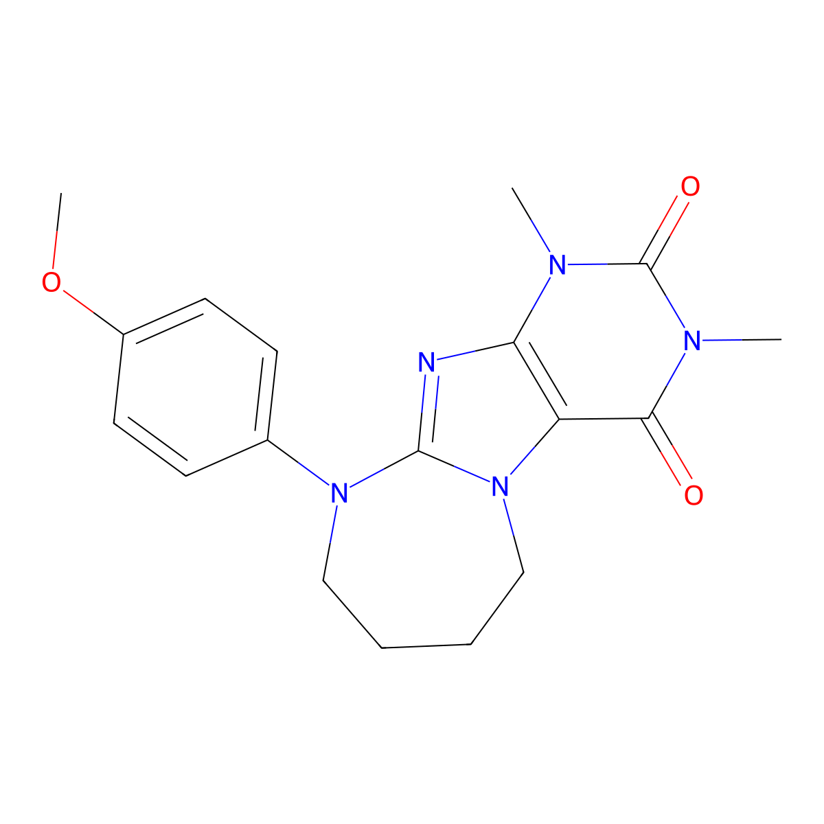 10-(4-Methoxyphenyl)-1,3-dimethyl-6,7,8,9-tetrahydropurino[7,8-a][1,3]diazepine-2,4-dione molecular structure, CAS 372081-87-3