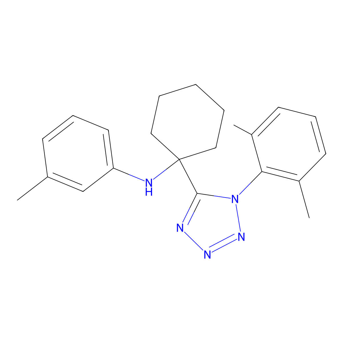 N-[1-[1-(2,6-dimethylphenyl)tetrazol-5-yl]cyclohexyl]-3-methylaniline molecular structure, CAS 372081-96-4