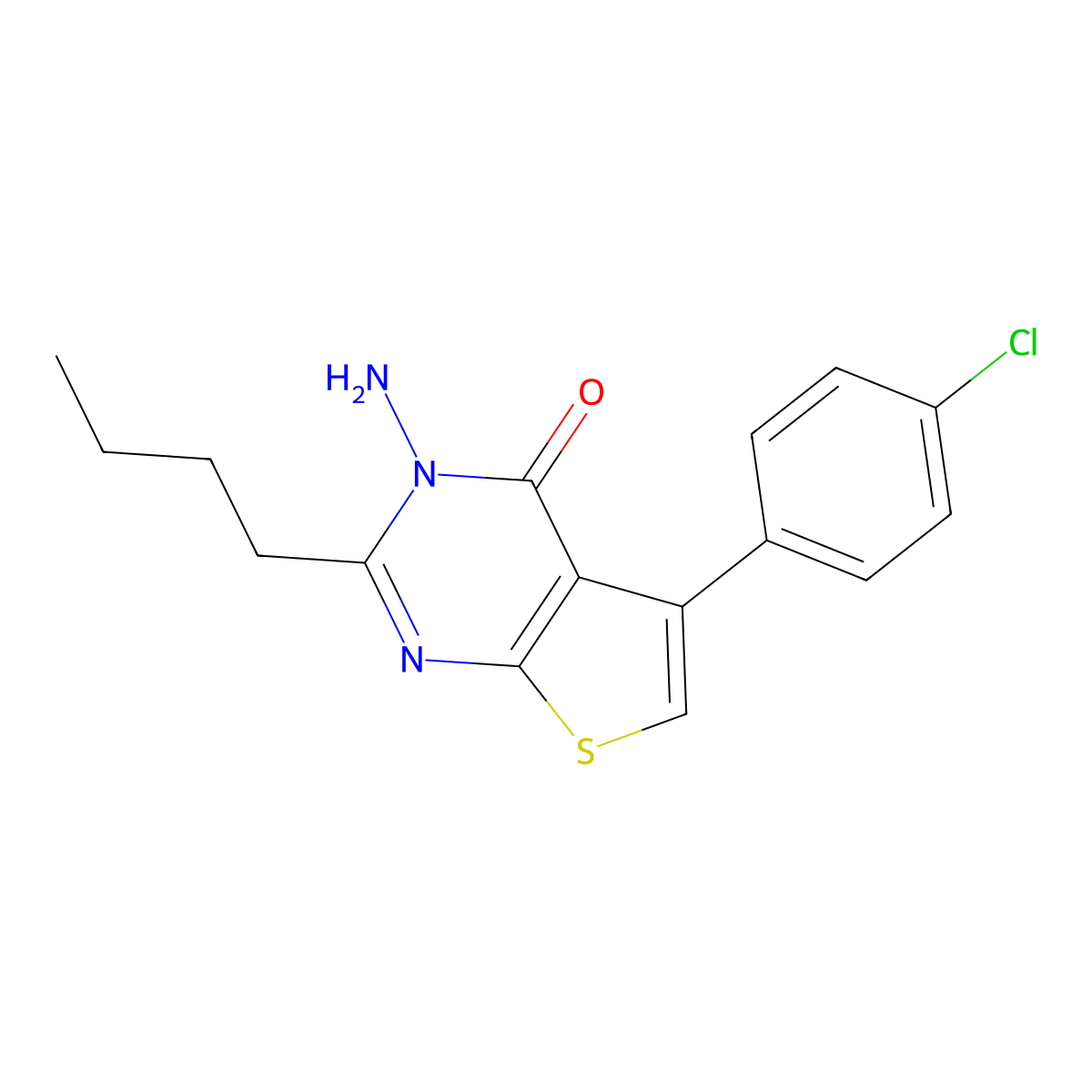 3-Amino-2-butyl-5-(4-chlorophenyl)thieno[2,3-d]pyrimidin-4-one molecular structure, CAS 372081-97-5
