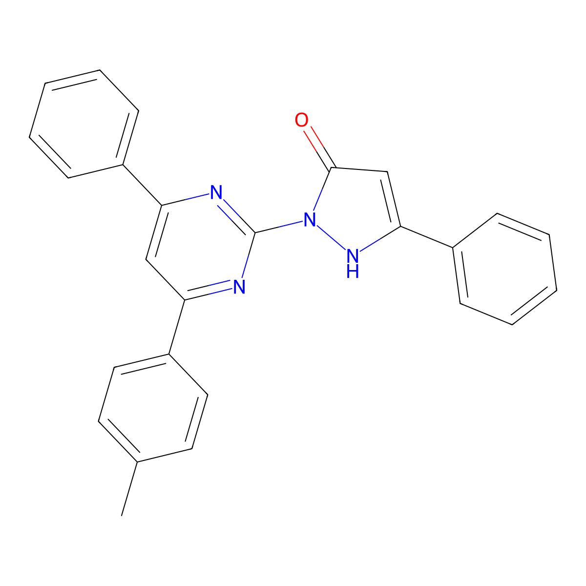 2-[4-(4-methylphenyl)-6-phenylpyrimidin-2-yl]-5-phenyl-1H-pyrazol-3-one molecular structure, CAS 372082-01-4