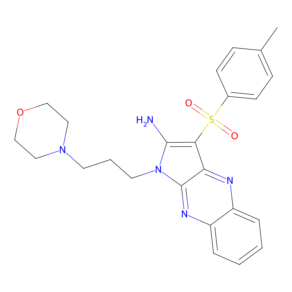3-[(4-methylphenyl)sulfonyl]-1-[3-(morpholin-4-yl)propyl]-1H-pyrrolo[2,3-b]quinoxalin-2-amine molecular structure, CAS 372082-70-7