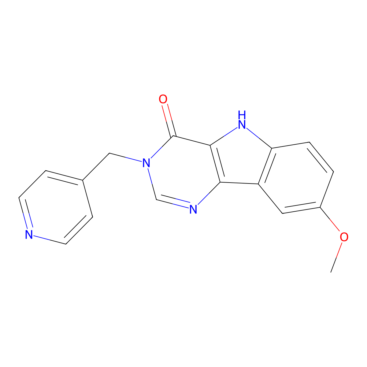 8-methoxy-3-(pyridin-4-ylmethyl)-5H-pyrimido[5,4-b]indol-4-one molecular structure, CAS 372083-10-8