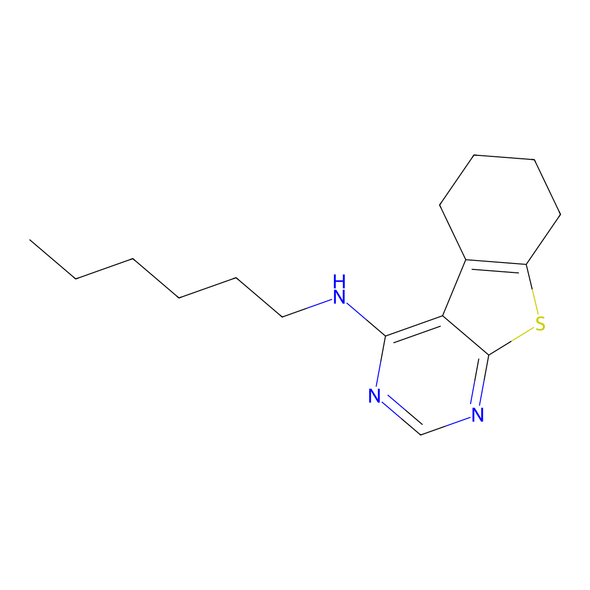 N-hexyl-5,6,7,8-tetrahydro-[1]benzothiolo[2,3-d]pyrimidin-4-amine molecular structure, CAS 372083-21-1