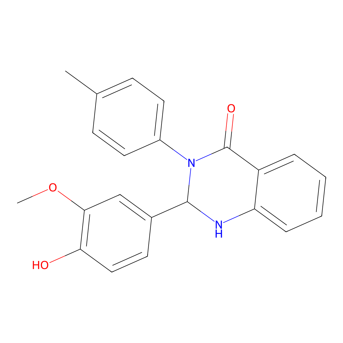 2-(4-Hydroxy-3-methoxyphenyl)-3-(4-methylphenyl)-1,2-dihydroquinazolin-4-one molecular structure, CAS 372083-82-4