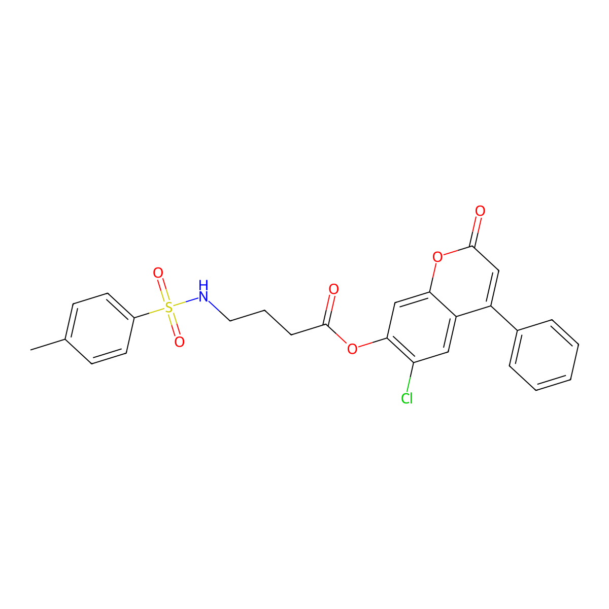 6-chloro-2-oxo-4-phenyl-2H-chromen-7-yl 4-{[(4-methylphenyl)sulfonyl]amino}butanoate molecular structure, CAS 372084-81-6
