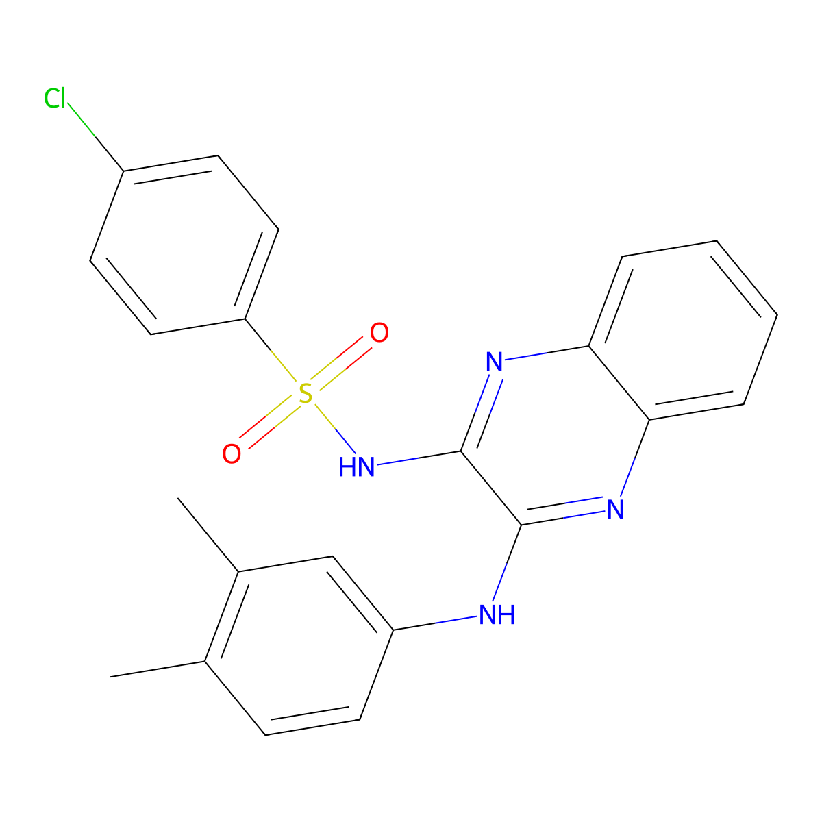 4-chloro-N-[3-(3,4-dimethylanilino)quinoxalin-2-yl]benzenesulfonamide molecular structure, CAS 372085-07-9