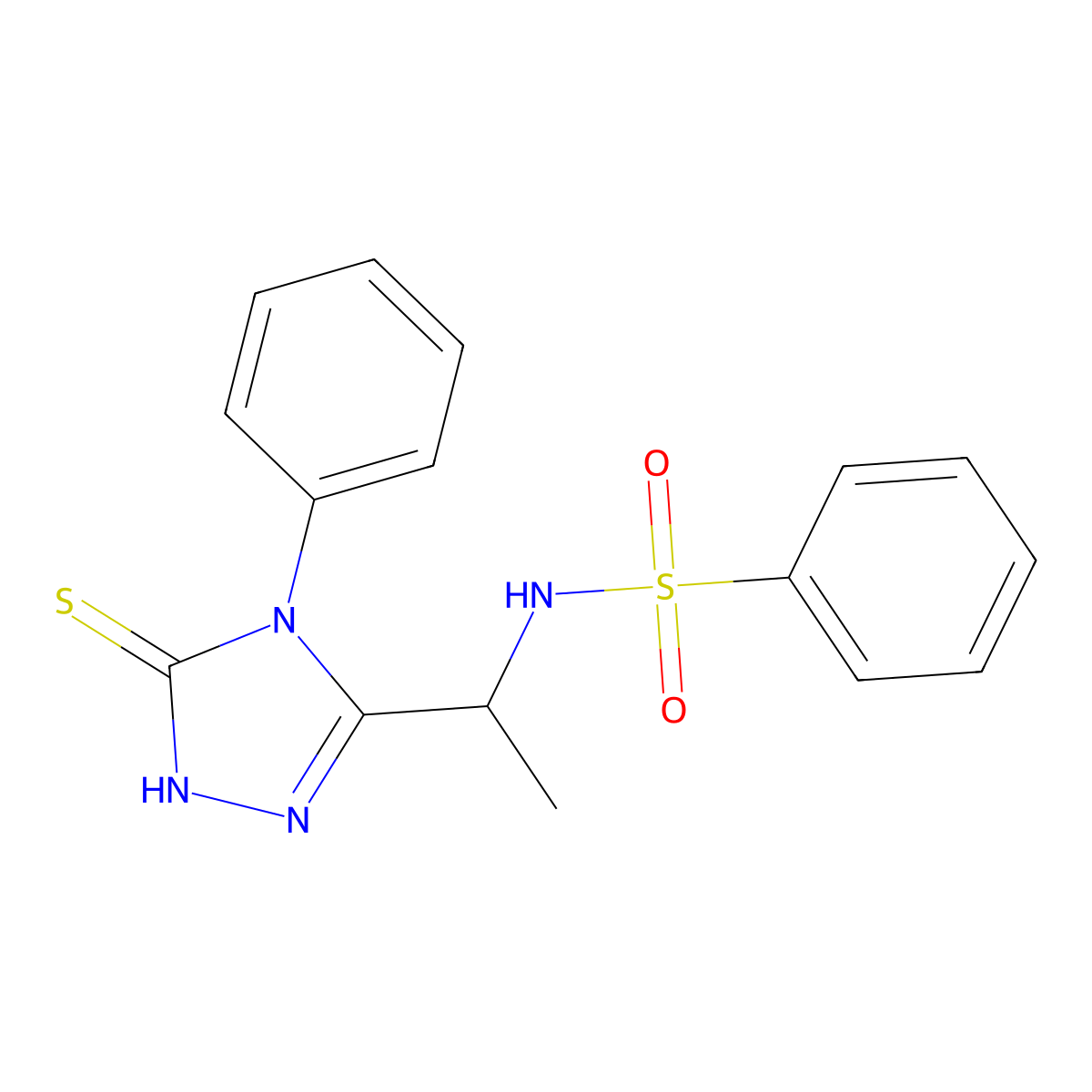 N-[1-(4-phenyl-5-sulfanylidene-1H-1,2,4-triazol-3-yl)ethyl]benzenesulfonamide molecular structure, CAS 372085-11-5