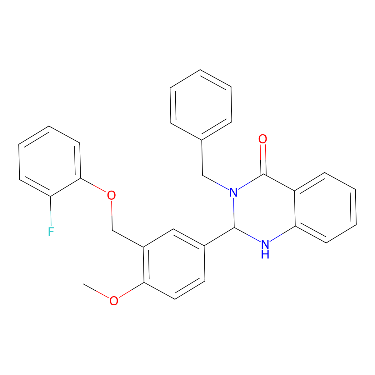 3-Benzyl-2-[3-[(2-fluorophenoxy)methyl]-4-methoxyphenyl]-1,2-dihydroquinazolin-4-one molecular structure, CAS 372085-28-4