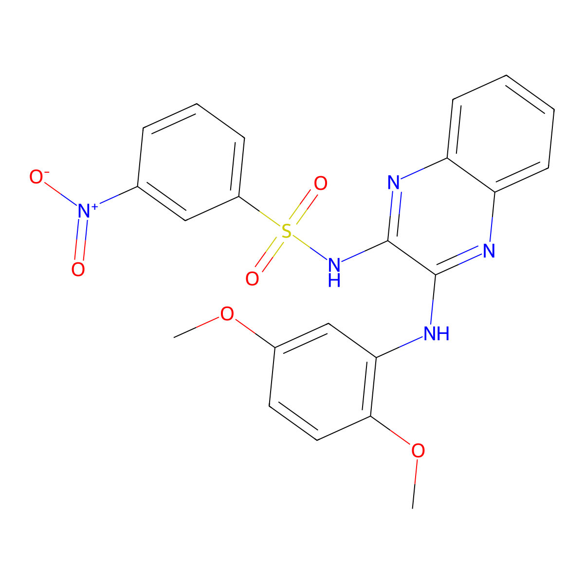 N-(3-(2,5-dimethoxyphenylamino)quinoxalin-2-yl)-3-nitrobenzenesulfonamide molecular structure, CAS 372085-29-5