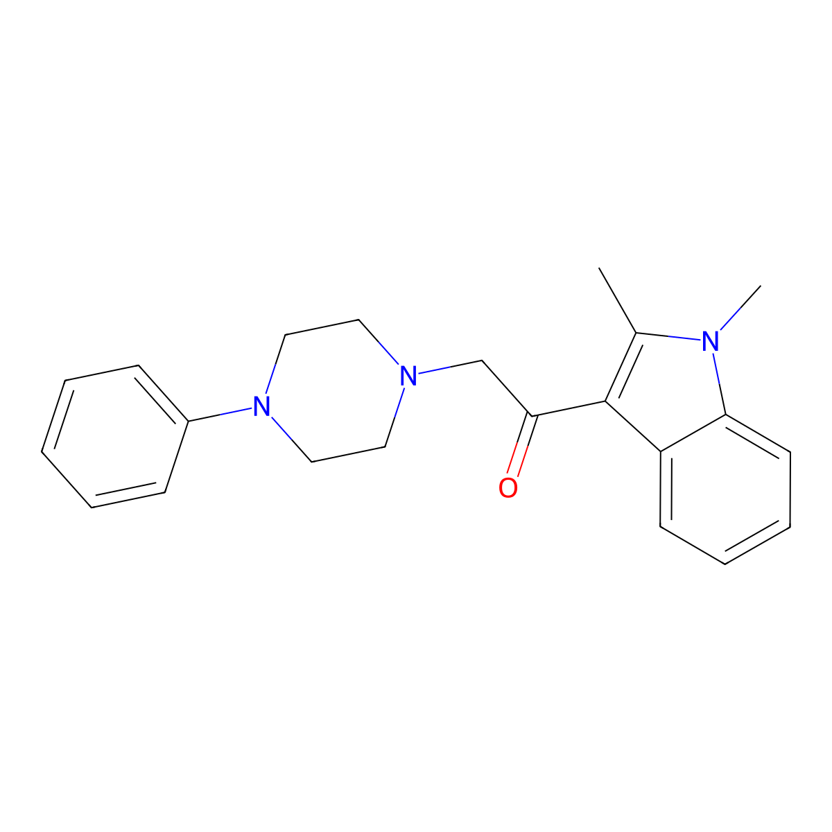1-(1,2-Dimethylindol-3-yl)-2-(4-phenylpiperazin-1-yl)ethanone molecular structure, CAS 372087-13-3