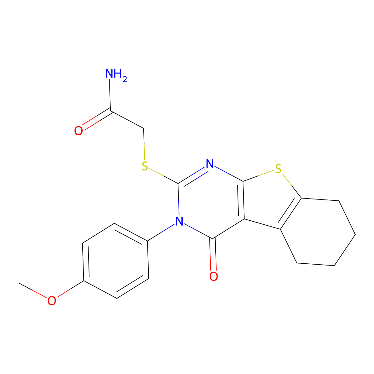 2-{[3-(4-Methoxyphenyl)-4-oxo-3,4,5,6,7,8-hexahydro[1]benzothieno[2,3-D]pyrimidin-2-YL]sulfanyl}acetamide molecular structure, CAS 372087-98-4