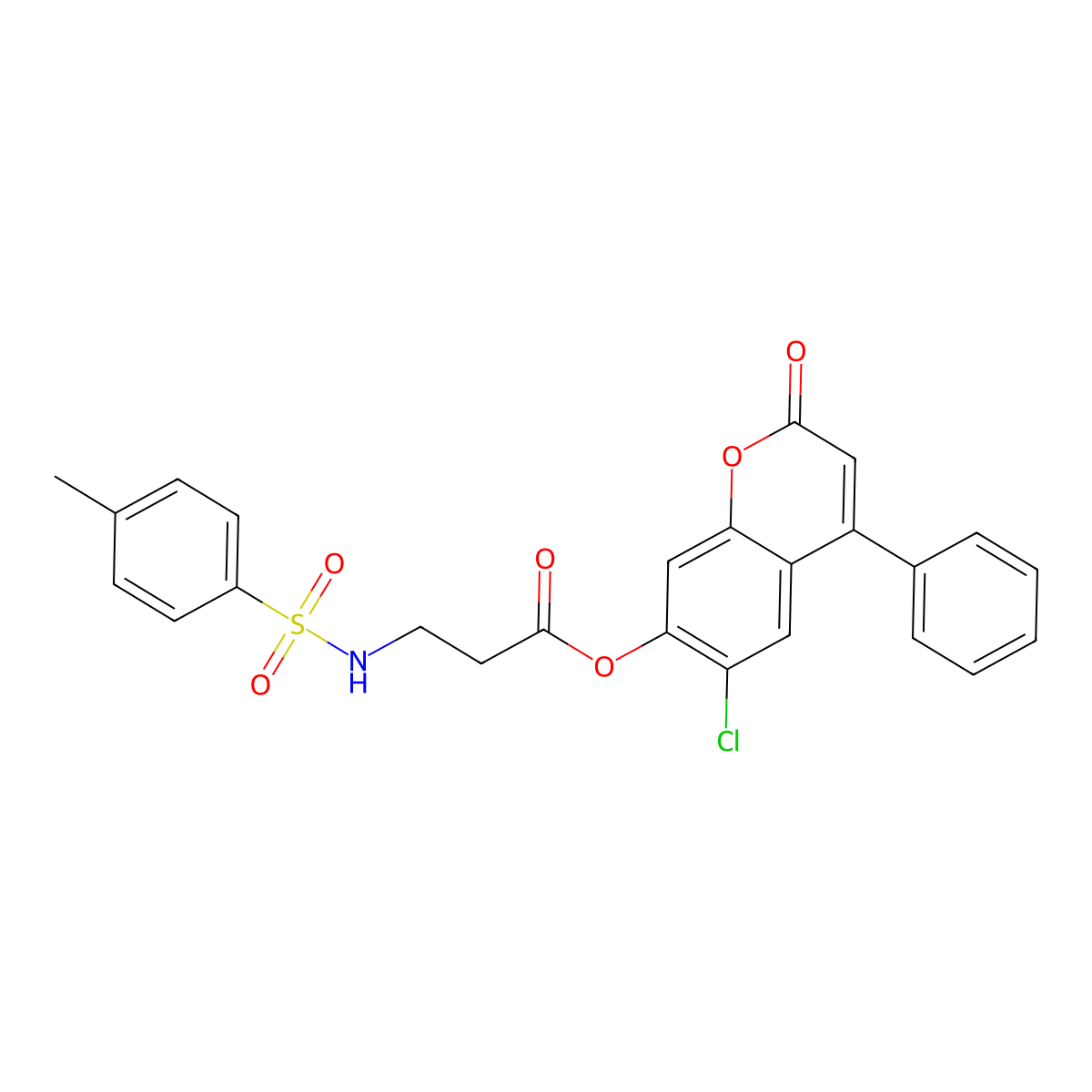 6-chloro-2-oxo-4-phenyl-2H-chromen-7-yl N-[(4-methylphenyl)sulfonyl]-beta-alaninate molecular structure, CAS 372088-30-7