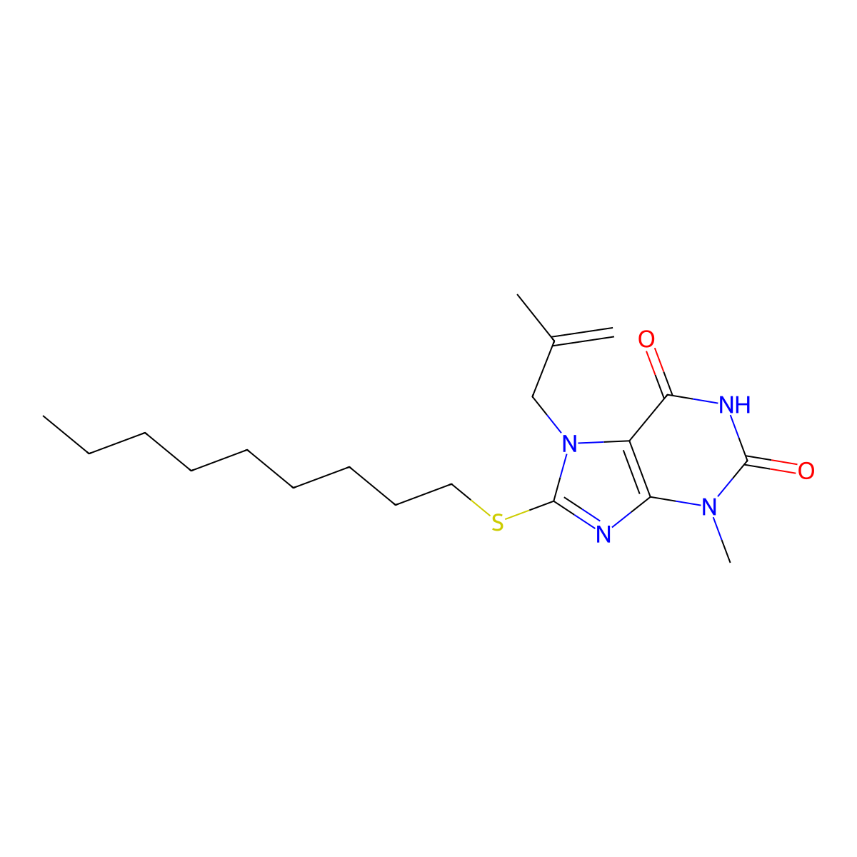 3-Methyl-7-(2-methylprop-2-enyl)-8-nonylsulfanylpurine-2,6-dione molecular structure, CAS 372089-22-0