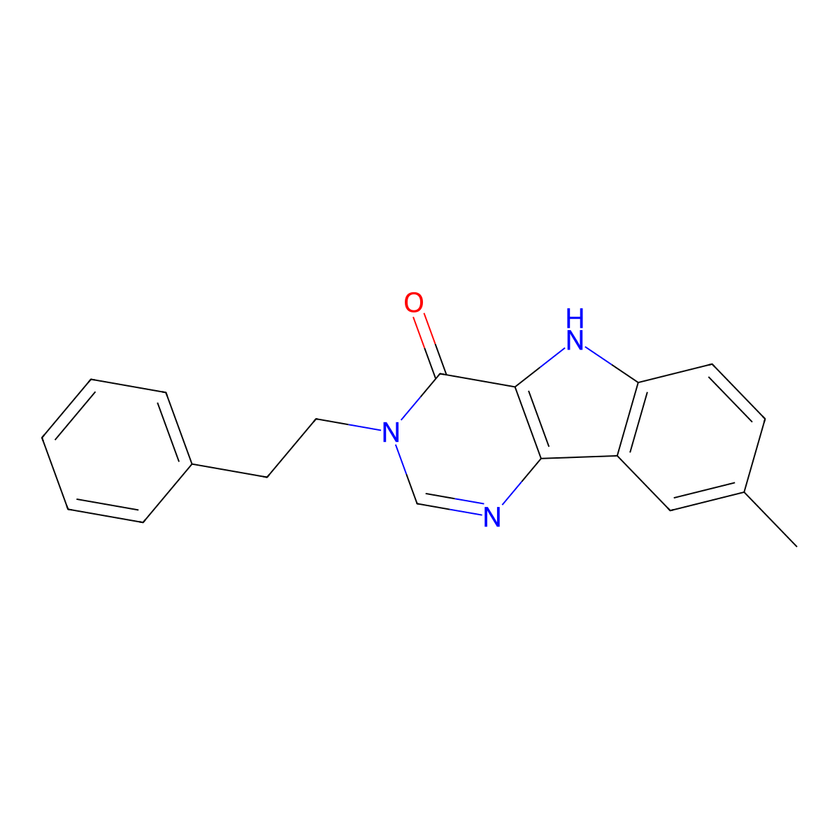 8-methyl-3-phenethyl-3H-pyrimido[5,4-b]indol-4(5H)-one molecular structure, CAS 372089-30-0