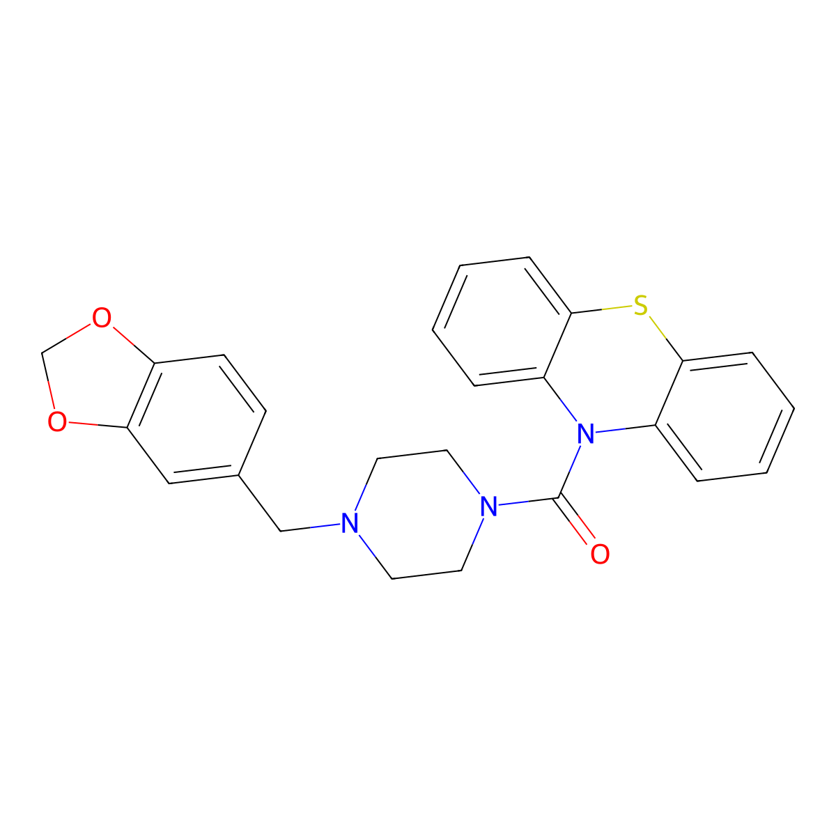 10-{[4-(1,3-benzodioxol-5-ylmethyl)piperazin-1-yl]carbonyl}-10H-phenothiazine molecular structure, CAS 372089-31-1
