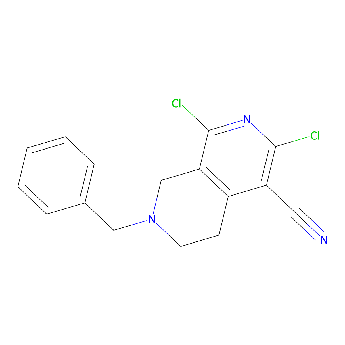 7-Benzyl-1,3-dichloro-5,6,7,8-tetrahydro-2,7-naphthyridine-4-carbonitrile molecular structure, CAS 372090-70-5