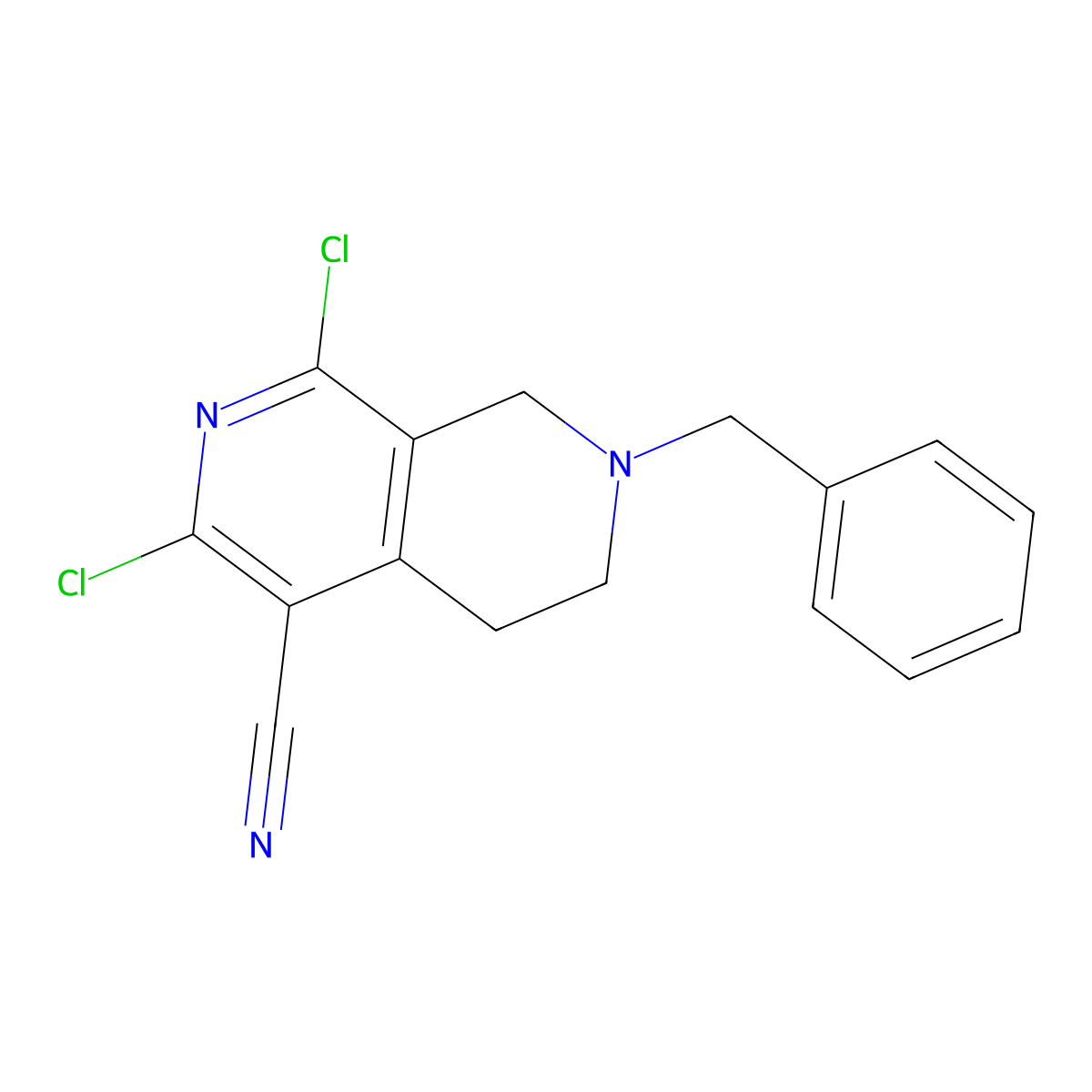 7-Benzyl-1,3-dichloro-5,6,7,8-tetrahydro-2,7-naphthyridine-4-carbonitrile molecular structure, CAS 372090-70-5