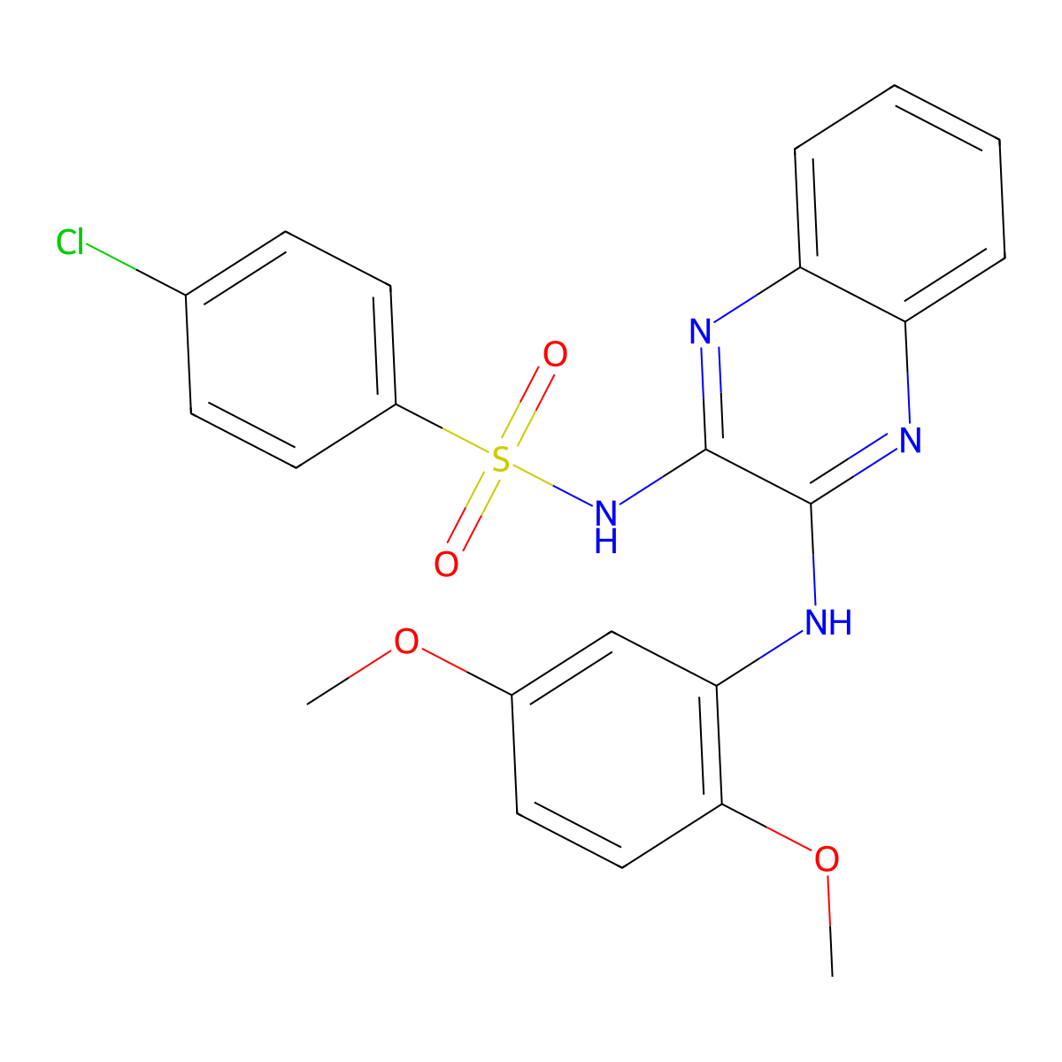 4-chloro-N-[3-(2,5-dimethoxyanilino)quinoxalin-2-yl]benzenesulfonamide molecular structure, CAS 372090-78-3